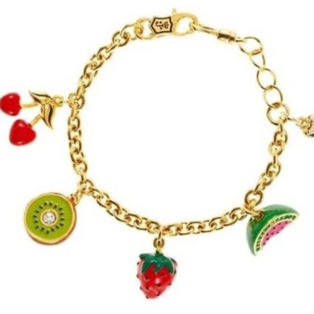 JUICY COUTURE CHARM BRACELET WITH 4 CHARMS (FRUIT CHARMS) Youth 6-6..5"